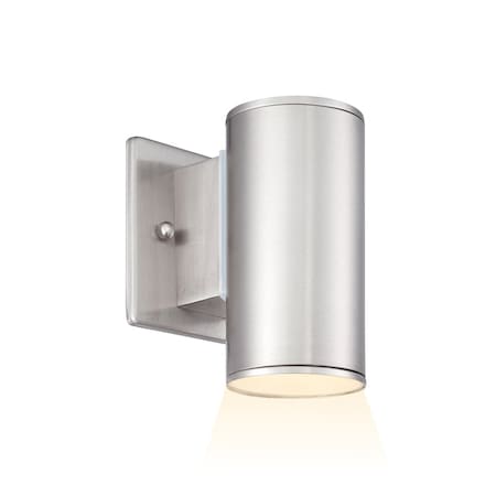 Designers Fountain Barrow 6in Satin Platinum Integrated LED Outdoor Line Voltage Wall Sconce LED33001-SP
